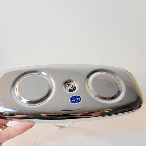 MCM Shelton Ware USA Chrome Condiment Caddy Glass Wood Set - Picture 5 of 6